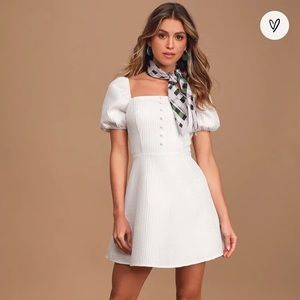 Lulus Puff Sleeve White Mini Dress